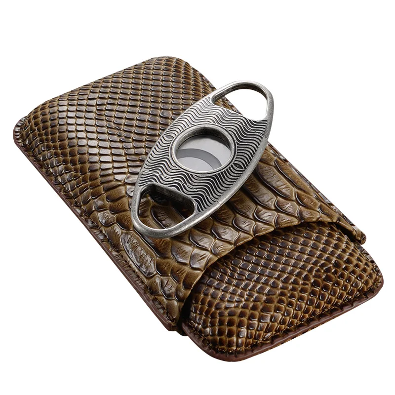 Unique Design Luxury Travel Portable Leather No Barrier Cigar Case