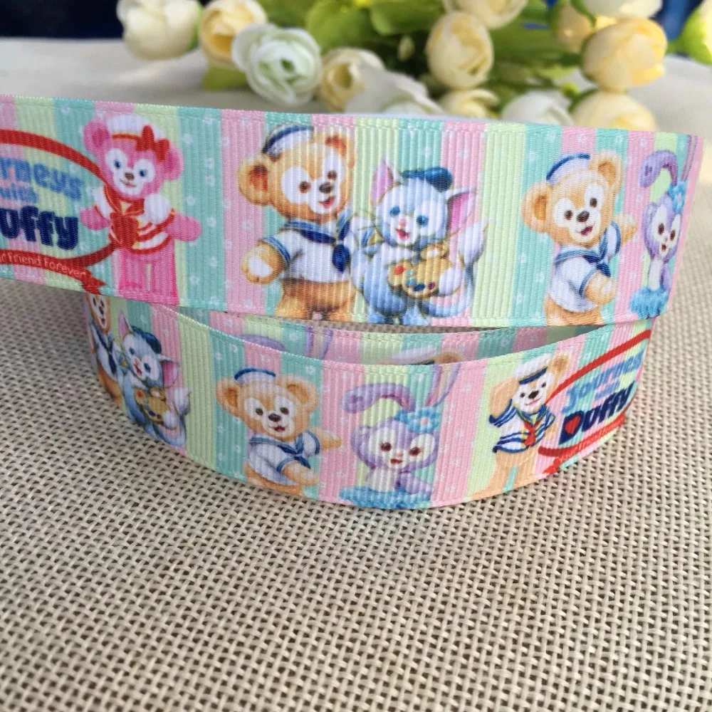 

1'' (25mm) NEW arrivals 5 yards Japanese cartoon bear and rabbit ribbon pattern printed grosgr diy party decoratio 3633