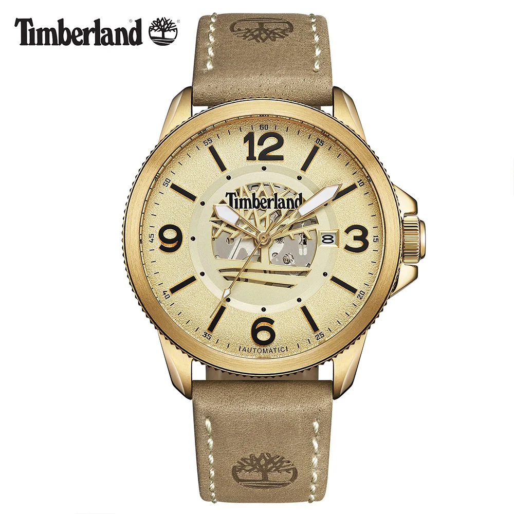 

Timberland Original Mens Watches Mechanical Gold Brown Leather Buckle 100M Waterproof Outdoor 2018 Luxury Brand Watches T15421