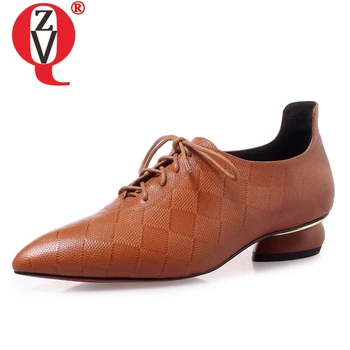 

ZVQ shoes women 2019 spring new concise high quality genuine leather women pumps 3 cm strange style pointed toe cross-tied shoes