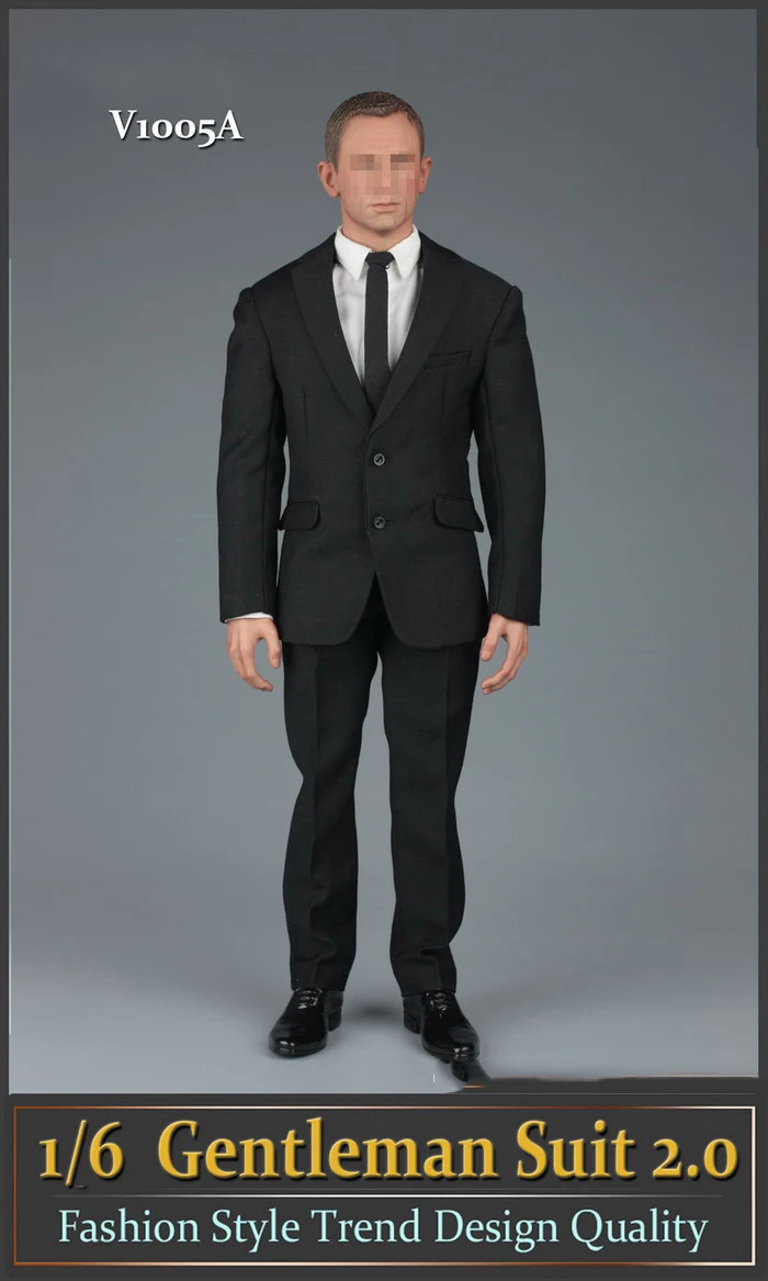 

1/6 Men Gentleman Suit Clothes Set Black F/12" Male Action Figure