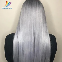 Sevengirls Gray Color Peruvian Straight 360 Lace Frontal Wig Pre Plucked With Baby Hair Grade 10A 360 Lace Wig 100% Human Hair Sevengirls Gray Color Peruvian Straight 360 Lace Frontal Wig Pre Plucked With Baby Hair Grade 10A 360 Lace Wig 100% Human Hair