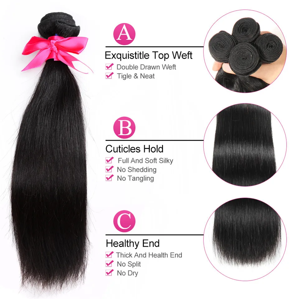 Rcmei Peruvian Straight Hair 360 Lace Frontal With Bundles 3 Bundles With 360 Lace Frotnal 22x4x2Inch Pre Plucked With Baby Hair