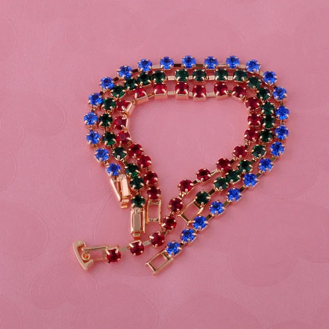 

MxGxFam Charming Ladies 18 yellow Gold Color CZ Bracelet Jewelry(Green/Blue/Red) (180*4 mm) For Party