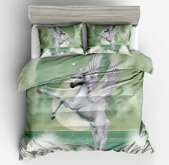 

Home Textile Cool 3D Universe Unicorn Style 7 Animal Moon sea Patterns Printing Bedding Set duvet cover pillow case full Size