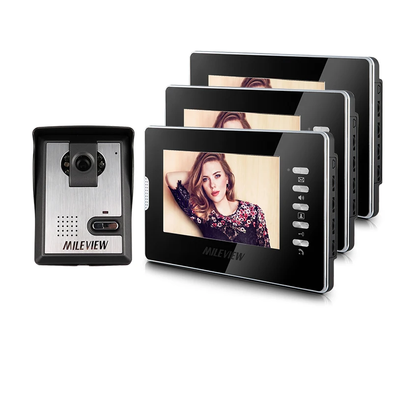 

Brand New Wired 7 inch Home Color Video Intercom Door Phone System 3 Monitor + 1 Outdoor Doorbell Camera FREE SHIPPING Wholesale