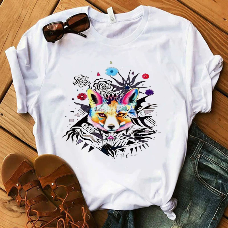 Vogue Для женщин футболка составляют Коллекционная губная помада футболка с морским побережьем хлопок летняя рубашка леди птица сова футболка с принтом