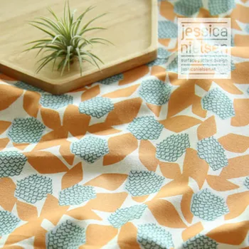 

half yard import oxford cloth 100% cotton orange blue green flower print, handmade DIY mouth gold package bag cloth A834