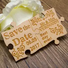 Персонализированные свадебные имя Пазлы сохранить Дата магниты, пользовательские деревянные деревенский Пазлы сохранить дату, вечерние сувениры подарки