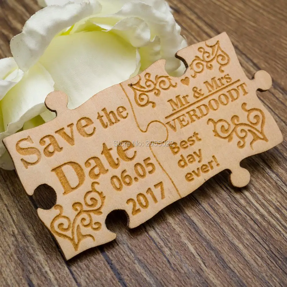 

Personalized Wedding Name Puzzles Save the Date Magnets,Custom wood rustic Puzzles save the date,party favors gifts