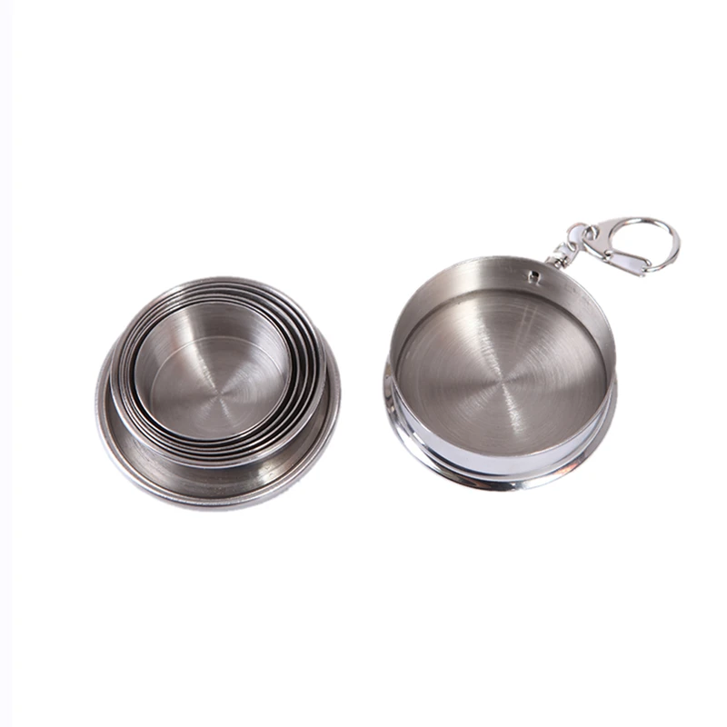 KingCamp 60 ml Mini portátil de viaje al aire libre Camping llavero Copa plegable de compresión de taza de acero inoxidable al aire libre Accesorios