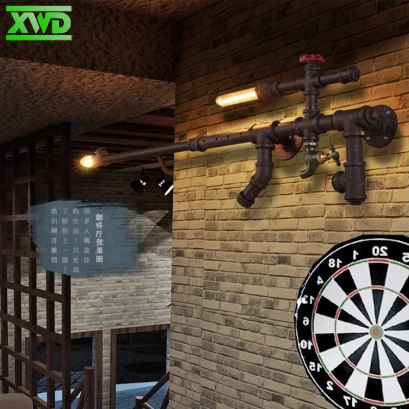 12113 5 De Réductiontubes Deau Américains Pistolet Forme Applique E27 Porte Lampe Cafésalle à Mangerfoyermagasin Vintage éclairage Intérieur