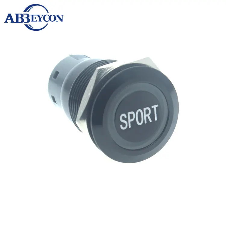 

Free Shipping 19mm Momentary 12V Orange SPORT Words Led Illuminated Light Flat Round Head Black Anodized Bike Push Button Switch
