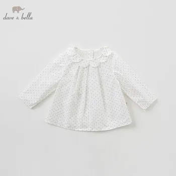 

DB10156 dave bella baby girls spring infant baby fashion t-shirt toddler top children high quality tees lovely clothes