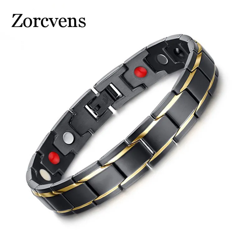 

ZORCVENS 2018 New Men Health Bracelets & Bangles Magnetic Power Stainless Steel Charm Bracelet Jewelry For Man