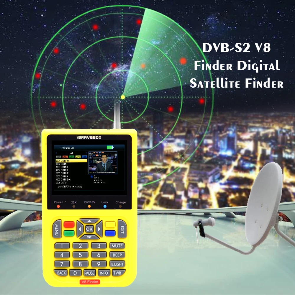 

V8 Finder full HD DVB-S/S-2 3000mAh Satellite Finder Meter With 3.5 inch LCD Digital Display With FTA digital Picture and Sound