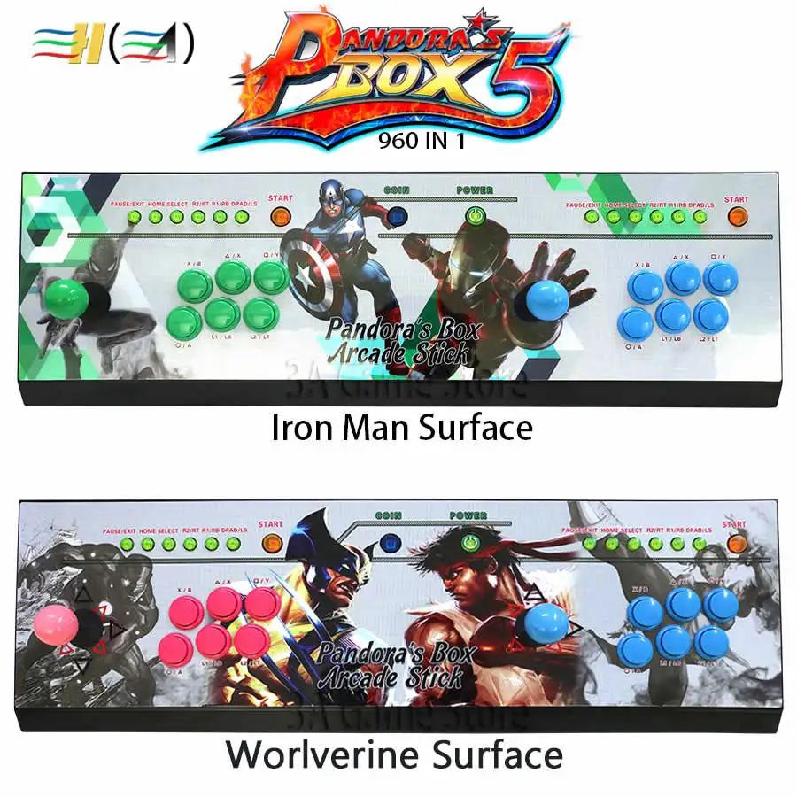

Pandora's Box 5 960 in 1 Family Wired Iron Console 2 Players joystick button USB control PC and HDMI VGA output 720P full HD TV