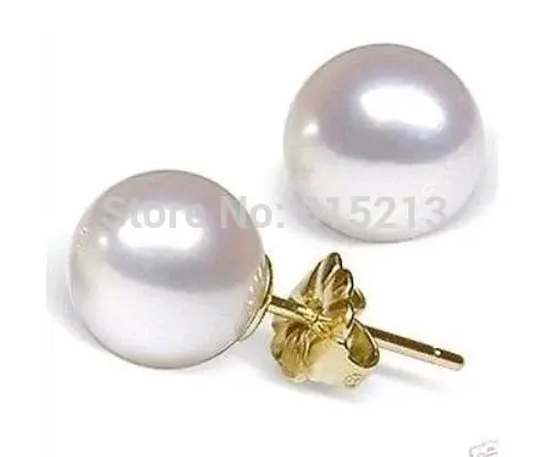 

wb00469 ONE PAIR 10.5-11MM WHITE TOP RATING AAAA AKOYA PEARL EARRINGS 14KGP