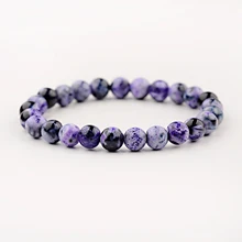 DOUVEI 8 мм Для женщин натуральный камень, Фиолетовый Йога браслеты ручной работы эластичные бусины Дружба Браслеты для медитации Для мужчин AB371