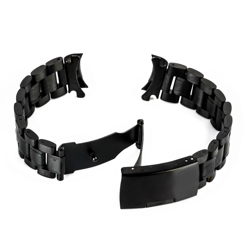 18/20/22/24mm Curved End Watch Band Unisex Stainless Steel Metal Wristwatch Strap Double Fold Deployment Clasp Bracelet 3 Colors
