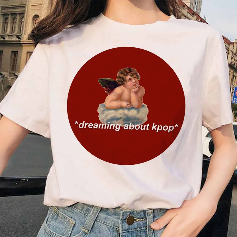 Angel Fashion Tees футболка Ullzang женская футболка с принтом Harajuku 90s Kawaii Одежда Футболка Топ летний Vogue grunge women ulzzang - Цвет: 4906