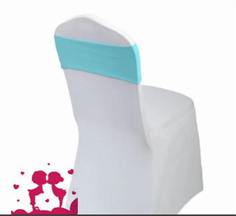 100 baby blue chair Band without Buckles For Wedding Spandex Band for