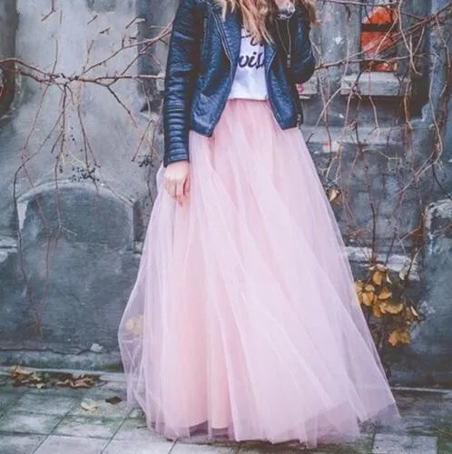 

2018 Spring Fashion Womens Lace Princess Fairy Style 4 layers Voile Tulle Skirt Bouffant Puffy Fashion Skirt Long Tutu Skirts