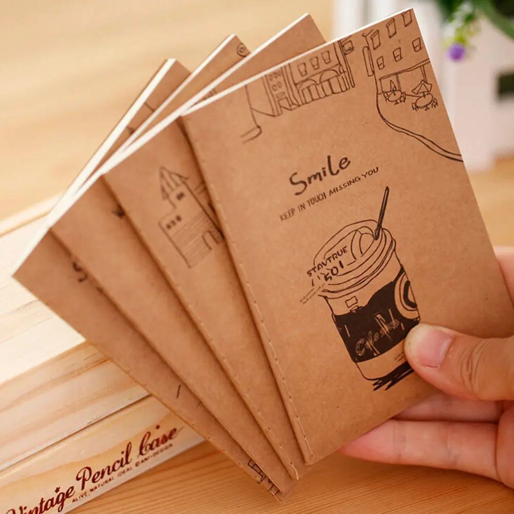 12.5*8.5cm Cowhide Paper Notebook  Kraft cover journal notebooks Blank Notepad Book Vintage Soft Copybook Daily Memos20 sheets