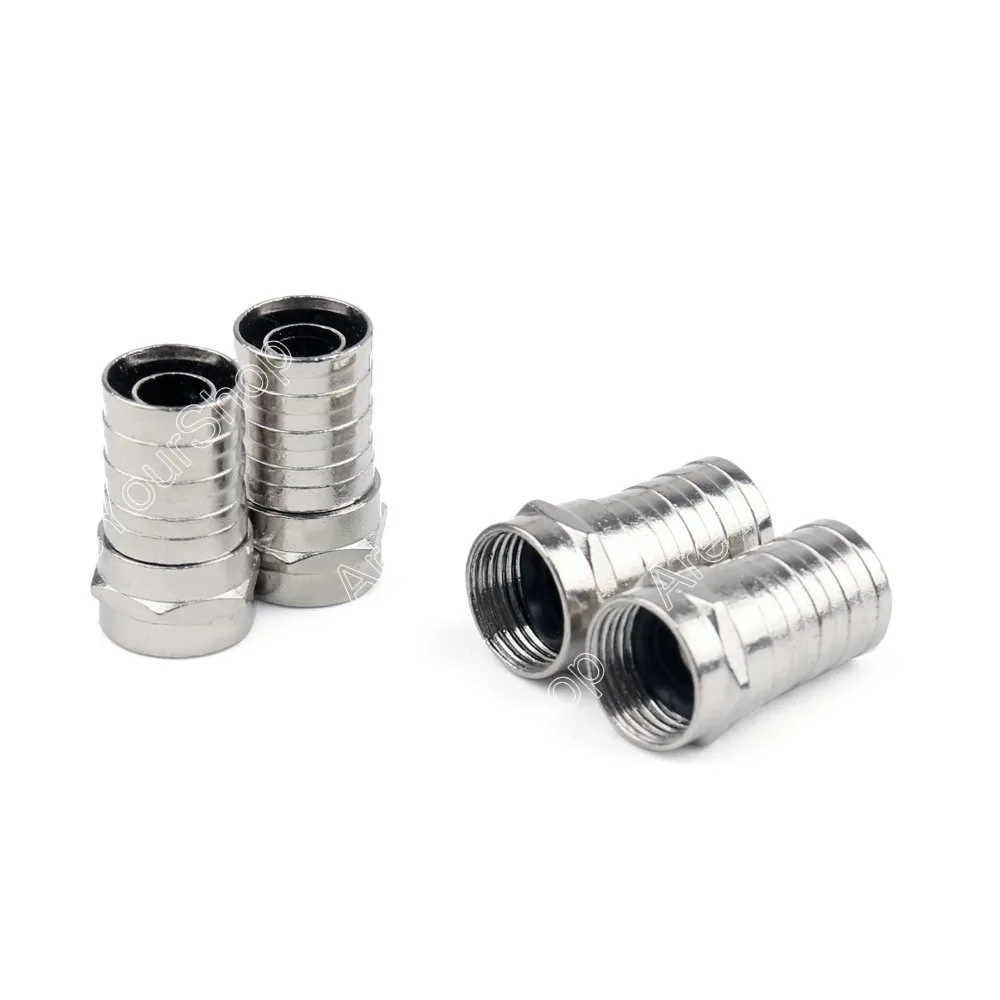

Areyourshop Sale 100 Pcs RG6 F Adapter Coax Coaxial Compression Type Crimp On Connector For Tv Coax Cable Satellite Connector