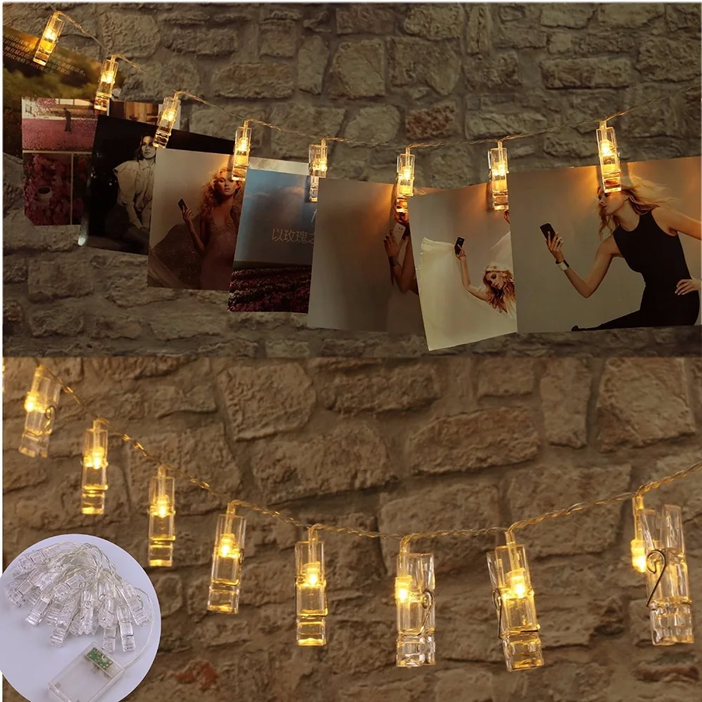 LED Photo Clips String Lights with 20 Clips, Battery Operated Fairy