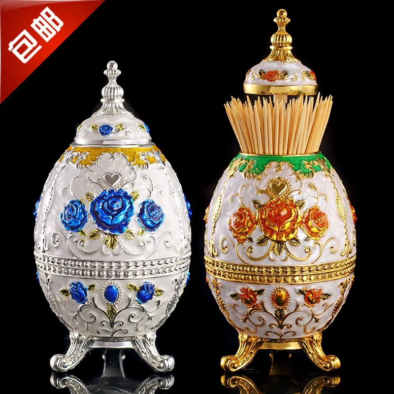 

Toothpick cylinder European style creative living room metal restaurant top-grade hand pressure automatic Russian retro toothpic