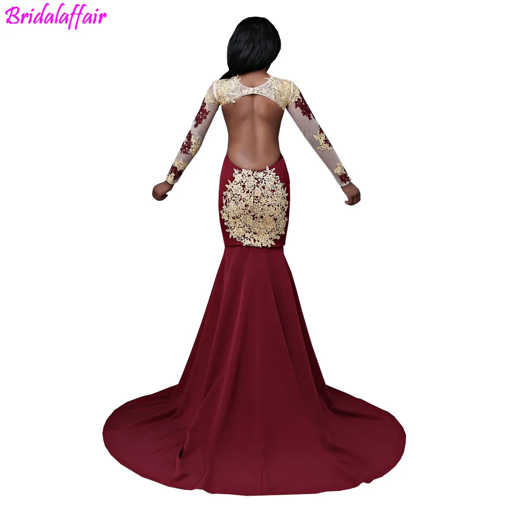 Women's 2019 Evening Dresses Long Sleeves with Gold Appliques Silver Formal Gown Long Evening Party Dress vestido de festa Women's 2019 Evening Dresses Long Sleeves with Gold Appliques Silver Formal Gown Long Evening Party Dress vestido de festa