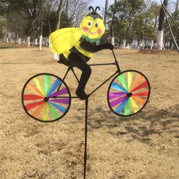 Картинка Новый милый 3D животного на велосипеде мельница ветер Spinner Юла садовый двор Декор игрушка в подарок для маленьких мальчиков и девочек