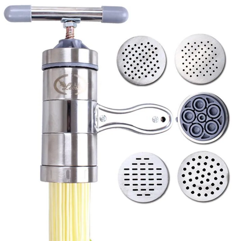 

Manual Noodle Maker Press Pasta Machine Crank Cutter Fruit Juicer Cookware With 5/2 Pressing Moulds Making Spaghetti Kitchenware