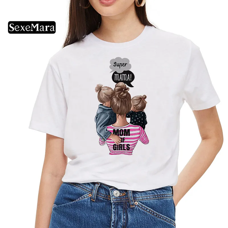 SexeMara/женская футболка с принтом «супер мама», белая футболка с надписью «Love», Harajuku, футболка с надписью Mama Vogue, топы, футболка, Femme Vogue, летняя