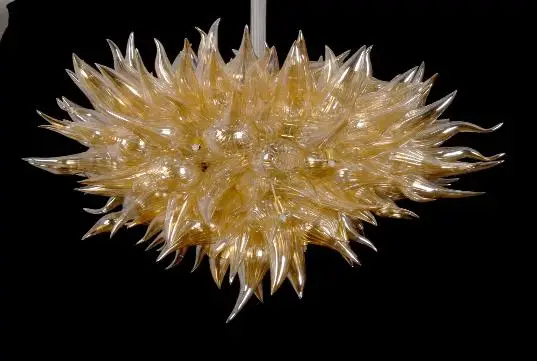 

Amber Colored Blown Glass Modern LED Hotel Chandelier Light with LED Bulbs