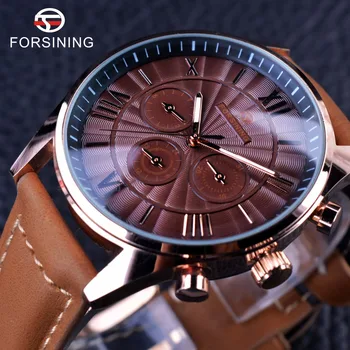 

Forsining Noble Series Swirl Dial Suede Strap 6 Hands Calendar Display Mens Watches Top Brand Luxury Mechanical Watch Clock Men
