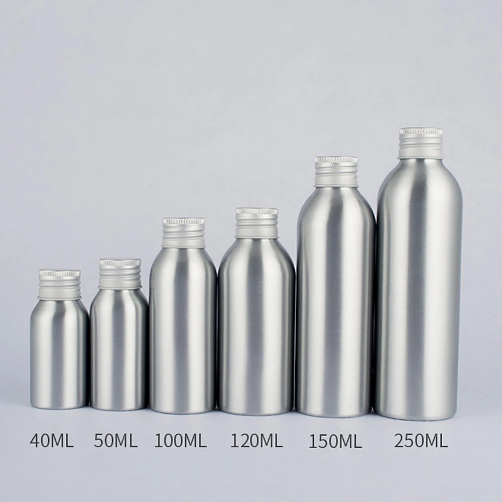 

Light-proof silver aluminum bottle 250ml for lotion, empty large size 250ml aluminium bottle with screw lids in stock