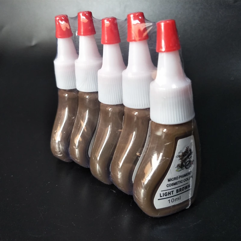 

5Pcs Light Brown Tattoo Ink Kit Permanent Makeup Micro Pigment 10ml FOR 3D Eyebrow Eyeliner Body Art