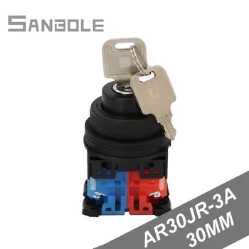 

Three Position Selector AR30JR-3A 1Open 1Close 3 Archives Key Button Switch Opening 30mm Plastic Knob Switches 10A/380V (2PCS)