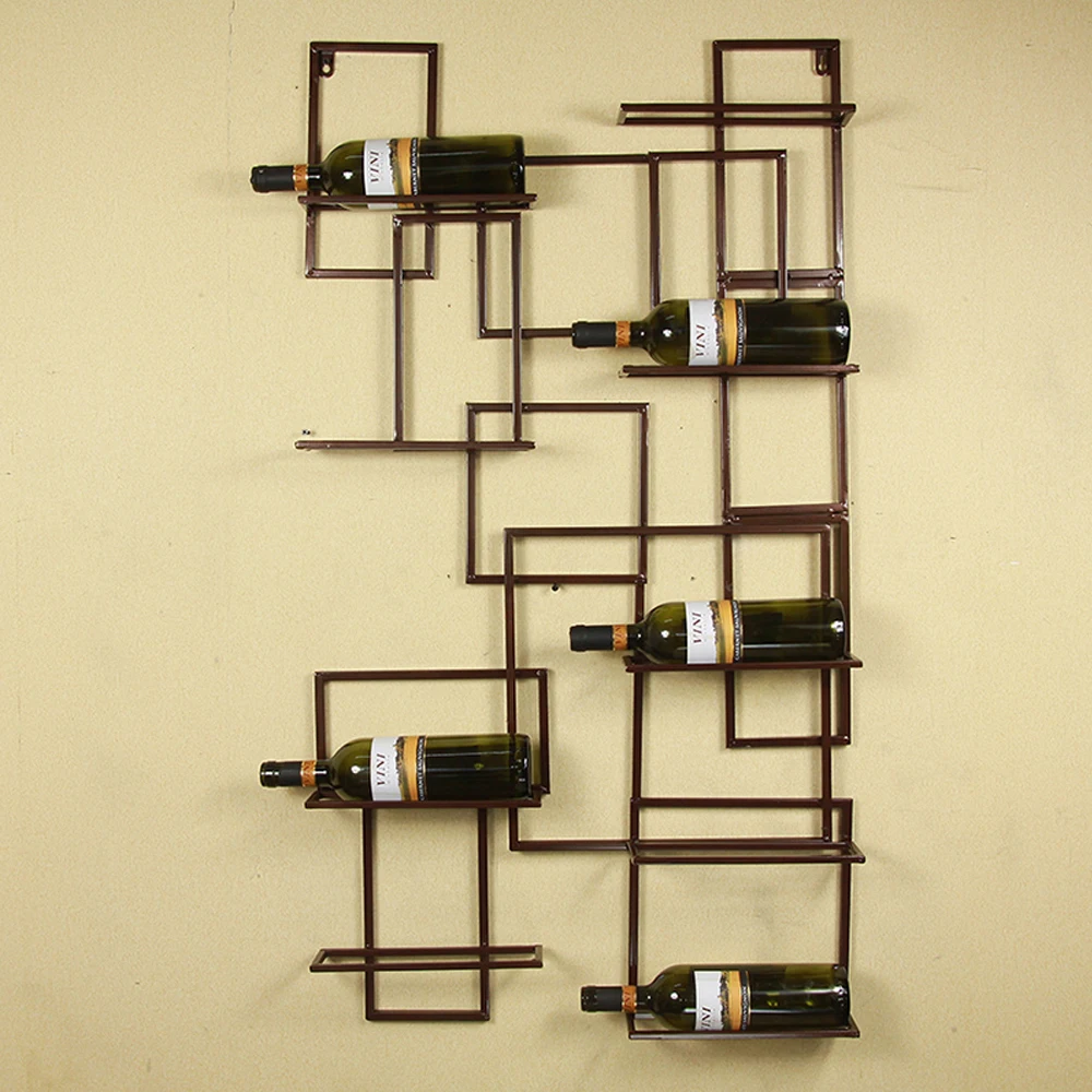 24*44" Black/Bronze Select Wall Mounted 9 Bottle Holder Racks Wine Glass Stand Home Bar Decor