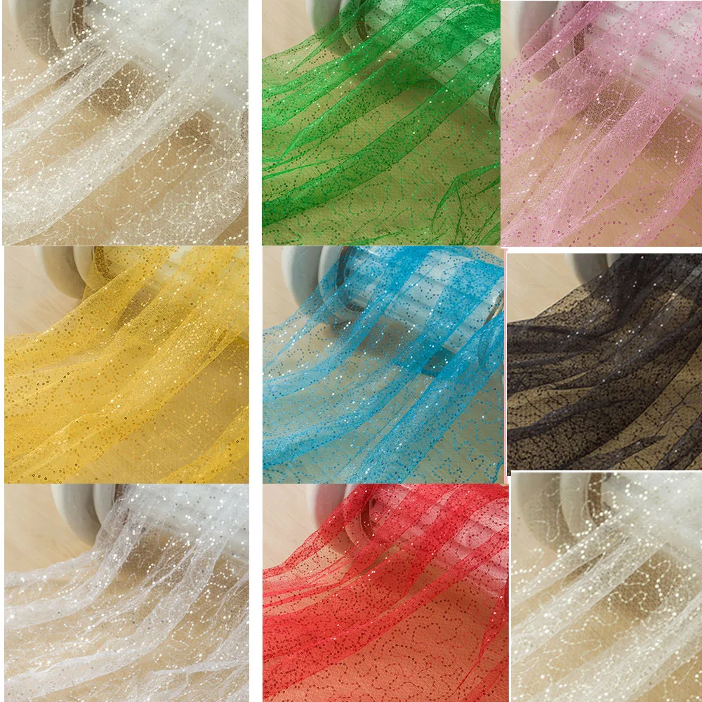

PPCrafts 3MM all over sequin fabric maze flowers Phoenix sequined gauze mesh decorative handmade doll apron