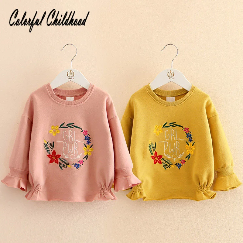 

Baby Girl Embroidered Sweater Spring Autumn Korean New Fashion Flare long Sleeved Top Children Clothing Kids Clothes 2-8 Yrs