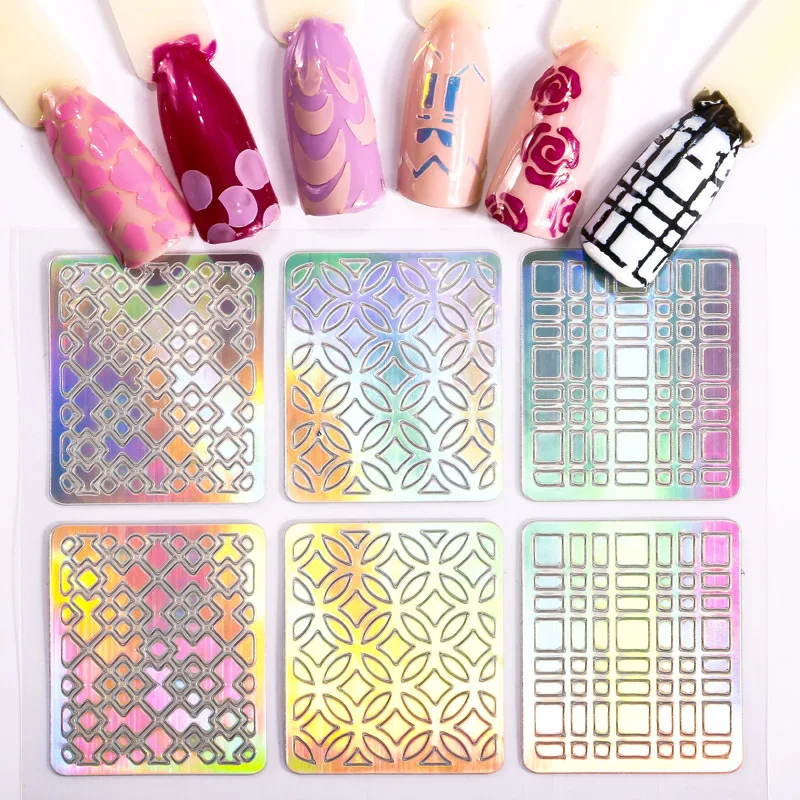 72sheets/lot Nail Art Hollow Laser Sticker Stencil Gel Polish Nail Tip
