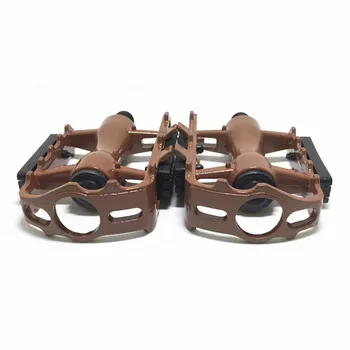 

Q1068 Bike Mountain Bike Folding Bicycle Pedal Aluminum Belt Slippery Vintage Brown 1 Pair