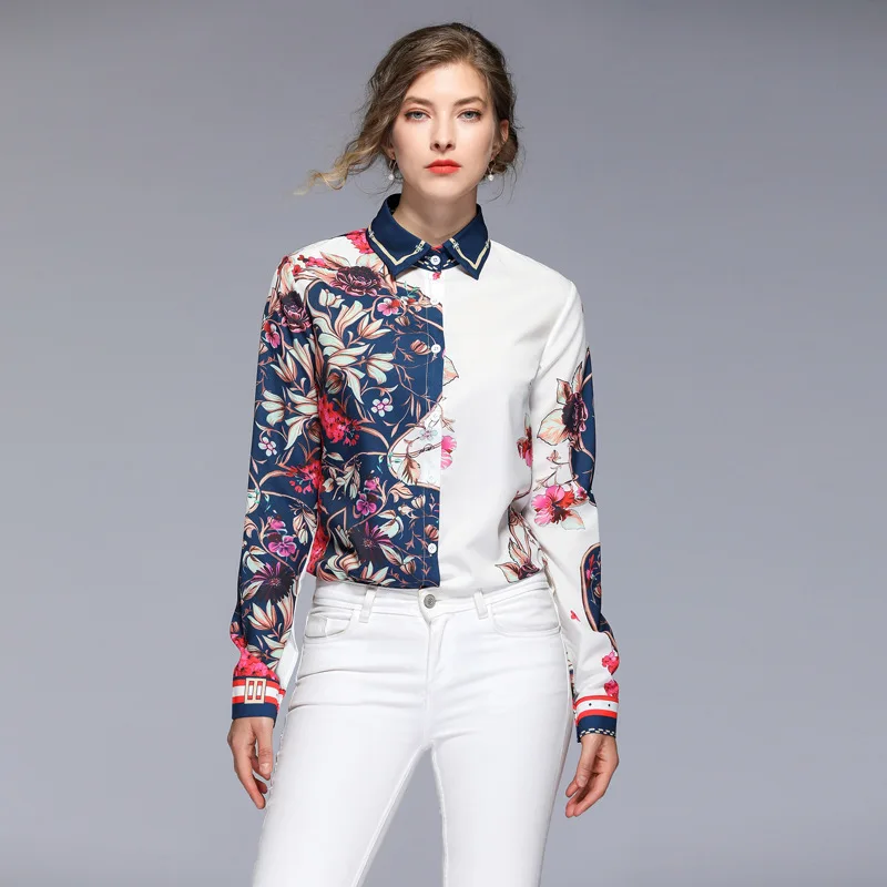 

2019 New Fashion Woman Blouses Spring Loose Long Batwing Sleeve Print Women Tops and Blouses White Shirts Harajuku Female NO890