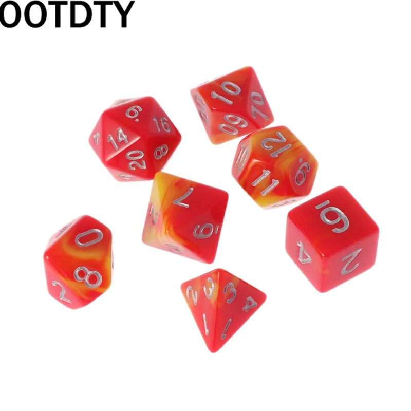 

7-Dice Sided D4 D6 D8 D10 D12 D20 For Magic-the-Gathering D&D RPG Poly Game Set