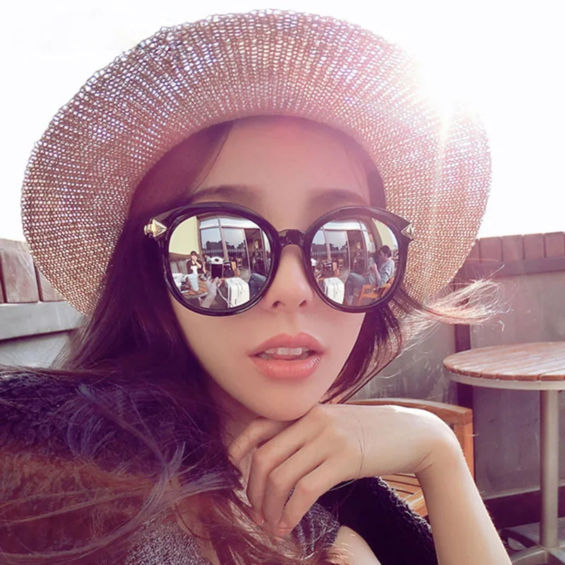 

2016 Arrow Pointed Gold Metal Leg Sunglasses Women Popular Round Mirror Sun Glasses Female Brand Designer silver sunglasses