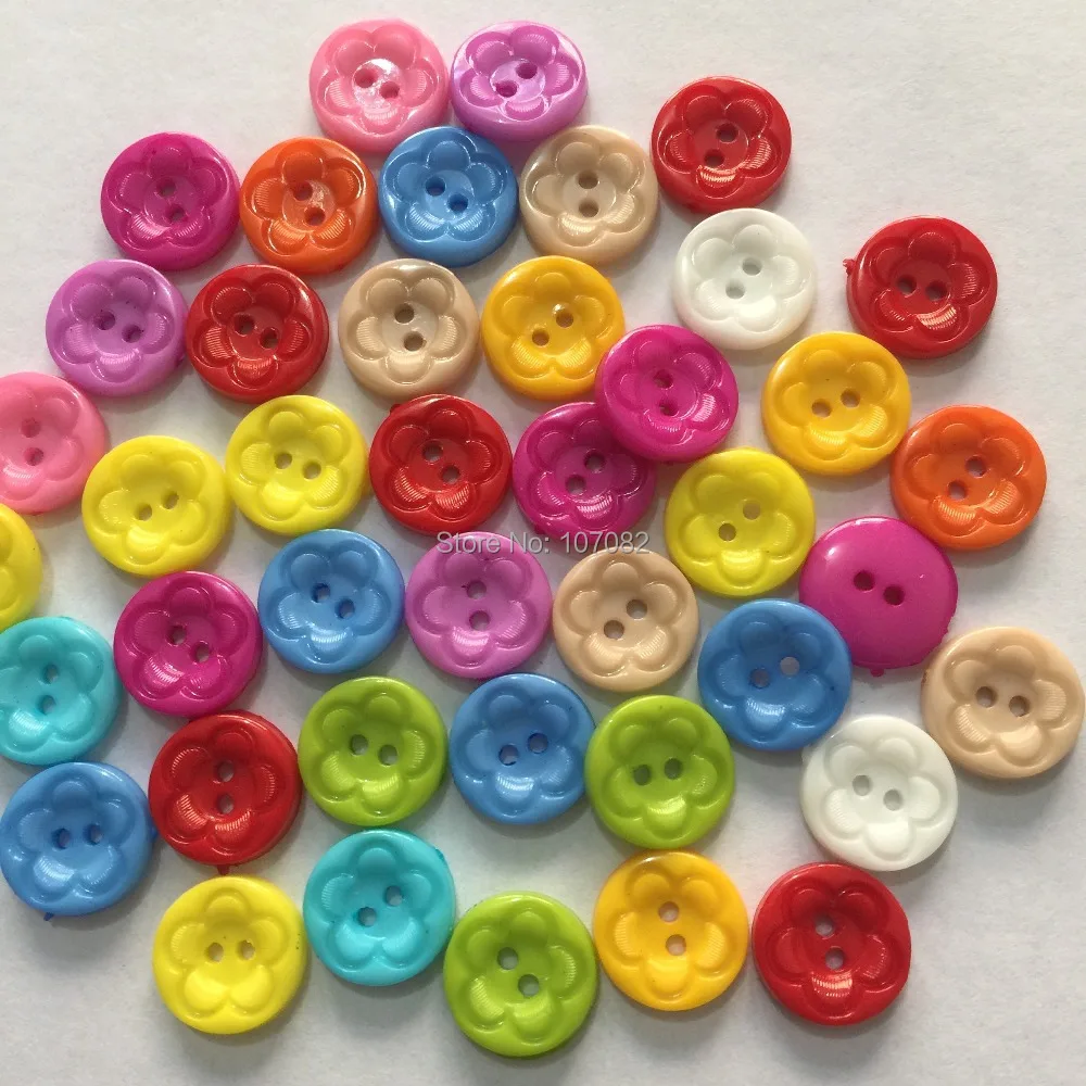 1000pcs 13mm Round Resin Buttons With Flower Design Nylon Sewing Button