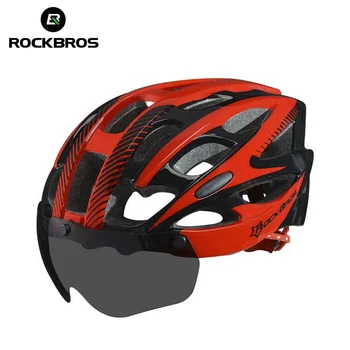 

ROCKBROS Cycling Helmet Ultralight Comfortable Breathable Withe Safety Sunglasses Lens Bike Helmet Adjustable Riding Men Helmet